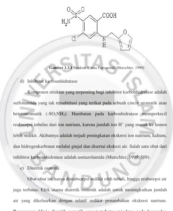 Gambar 1.3.1 Struktur Kimia Furosemid (Mutschler, 1999) 