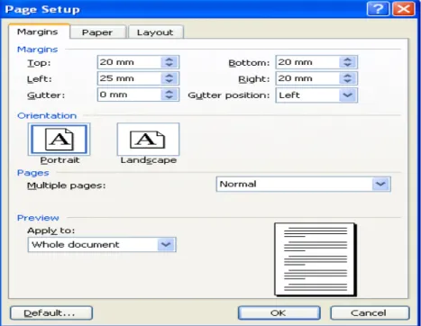 Gambar 5. Kotak dialog  tab Margin 