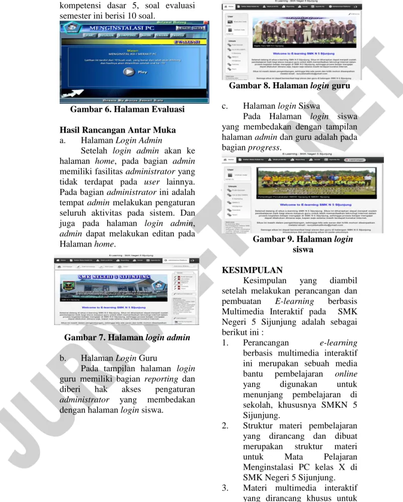 Gambar 6. Halaman Evaluasi 