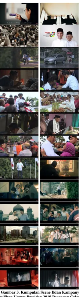 Gambar 3. Kumpulan Scene Iklan Kampanye  Pemilihan Umum Presiden 2019 Pasangan Calon 