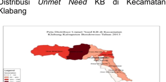 Gambar  1. Peta Distribusi  Unmet Need  KB di Kecamatan  Klabang Tahun 2013