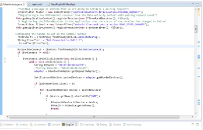 Figure 4.9: Coding for communication between the hardware and the application. 