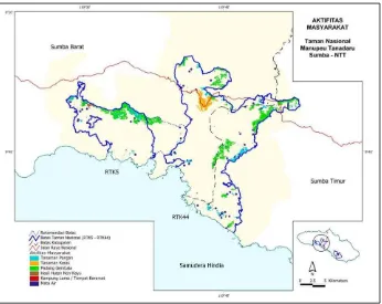 Gambar 3.  Peta Aktifitas Masyarakat di Taman Nasional Manupeu Tanadaru 