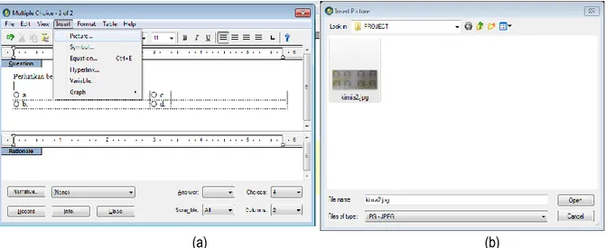 Gambar 2.8: (a) memasukkan gambar ( Insert – Picture) dan (b) pilih tipe gambar .JPG 