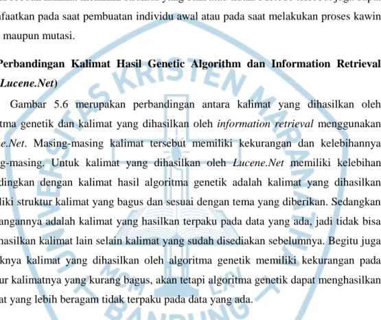 Gambar 5.6 Perbandingan Kalimat Genetic Algorithm dan Information Retrieval