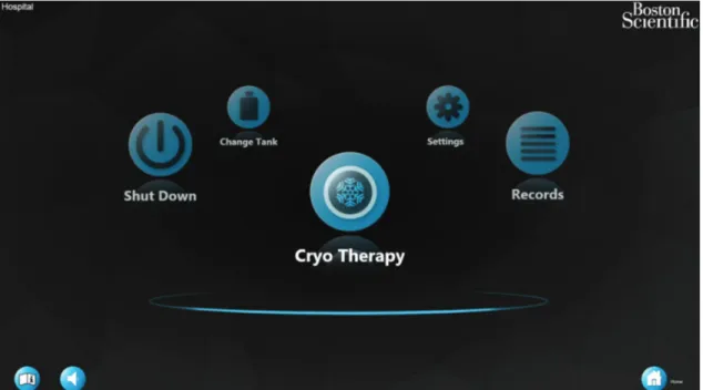 Figure 2.  Home screen 8.2  Cryo-therapy procedure
