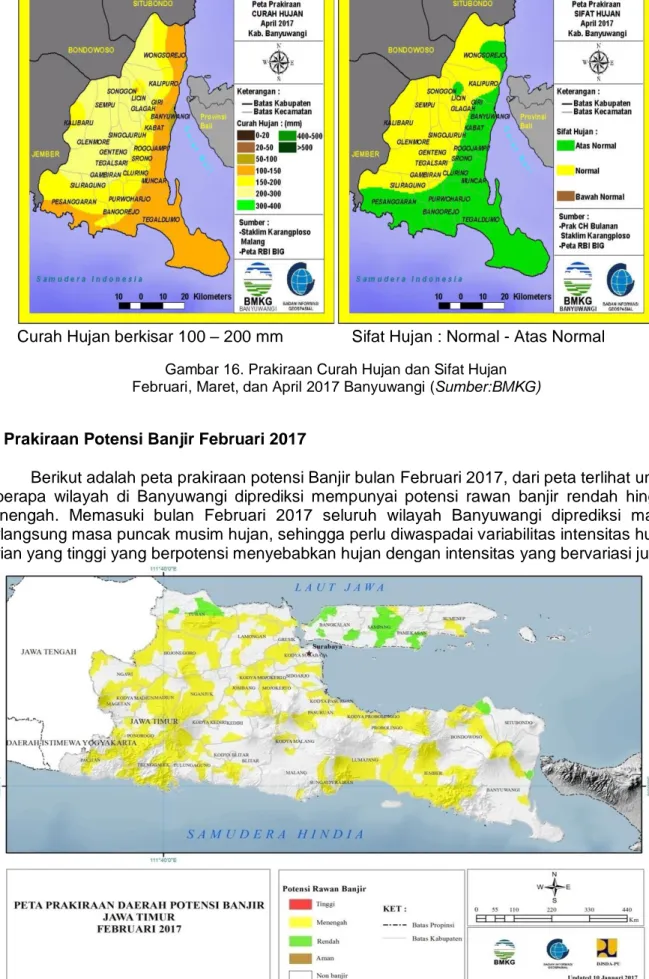 Gambar 17. Prakiraan Daerah Potensi Banjir Februari 2017 (Sumber:BMKG) 
