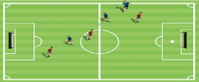 Gambar 2.1. Lapangan Small sided games 3v3 15 m lebar dan 20 m panjang (soccer interactive,  2010 : 1)