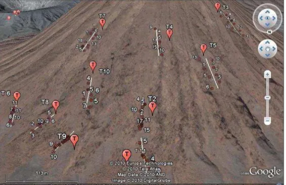 Gambar 4.1 Letak edelweis (A. javanica) di Gunung Batok bagian Utara (Google  earth, 2010) 