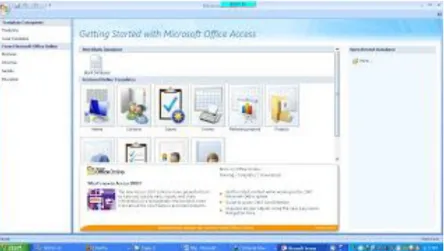 Gambar 2.1. Tampilan Utama Microsoft Access 2007  ubah nama file dan create. 