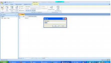 Gambar 2.3. Tampilan design view Microsoft access 2007  setelah di klik OK, maka akan tampil seoperti gambar berikut