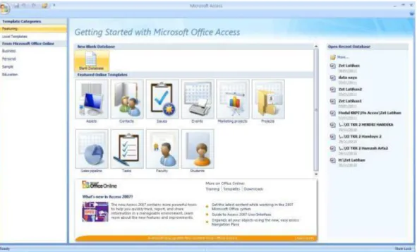 Gambar 2.12. Tampilan utama Microsoft Access 2007 