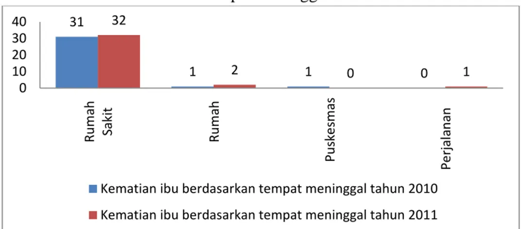 Diagram  2.  Distribusi  Frekuensi  Kematian  Ibu  di  Kabupaten  Banyumas  berdasarkan tempat meninggal antara tahun 2010-2011 