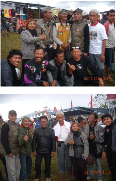 Gambar 1. Foto peniliti bersama Petualang Orang Tua Gila Scooter (PORTUGIS)  saat menghadiri acara JSR di lapangan Kiarapayung, Bandung