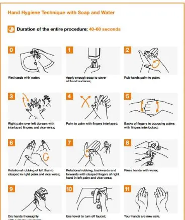 Gambar 1. Langkah-langkah mencuci tangan bersih yang baik dan benar (WHO , 2009) 