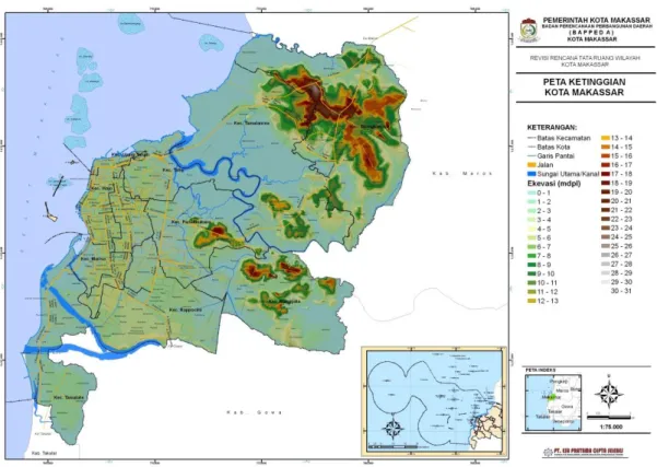 Gambar 4.5 Peta Ketinggian Lahan Kota Makassar 