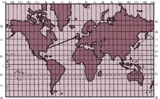 Gambar 1.22 Peta dunia menurut proyeksi Mercator