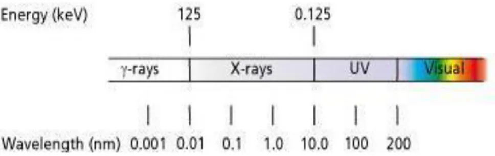 Gambar 2.2. Pembagian Panjang Gelombang Komponen Material  XRF  merupakan  salah  satu  metode  analisis  yang  tidak  merusak  sampel, dapat digunakan untuk analisis unsure dalam bahan secara kualitas  dan  kuantitas