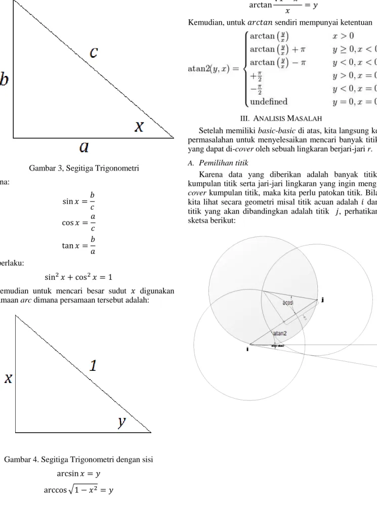 Gambar 4. Segitiga Trigonometri dengan sisi               