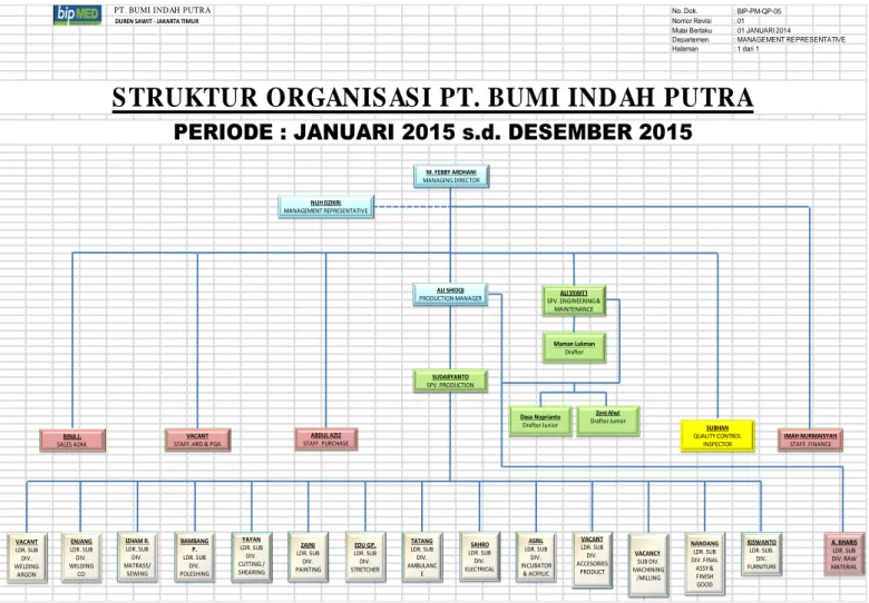 Gambar 3. Struktur Organisasi PT. Bumi Indah Putra  Sumber : PT. Bumi Indah Putra 