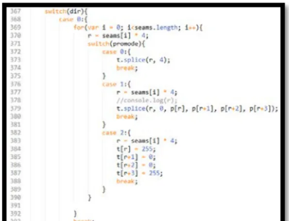 Gambar 12. Potongan code fungsi Pre.processSeams 