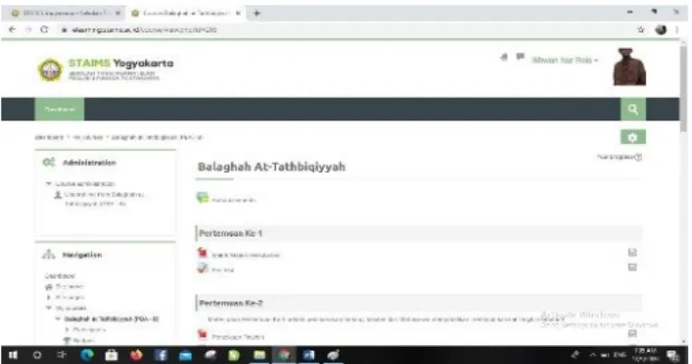 Gambar 4. Dashboard mata kuliah 