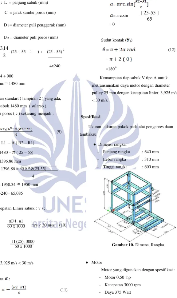 Gambar 10. Dimensi Rangka 