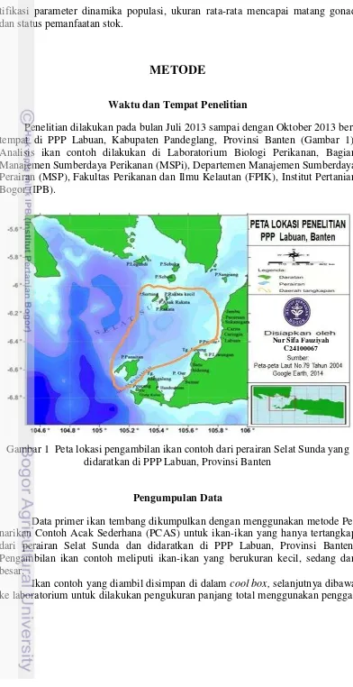 Gambar 1  Peta lokasi pengambilan ikan contoh dari perairan Selat Sunda yang 
