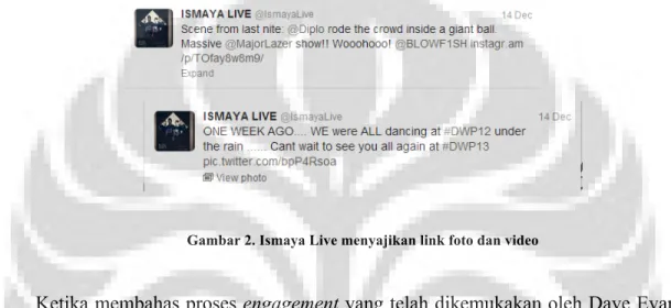 Gambar 2. Ismaya Live menyajikan link foto dan video 