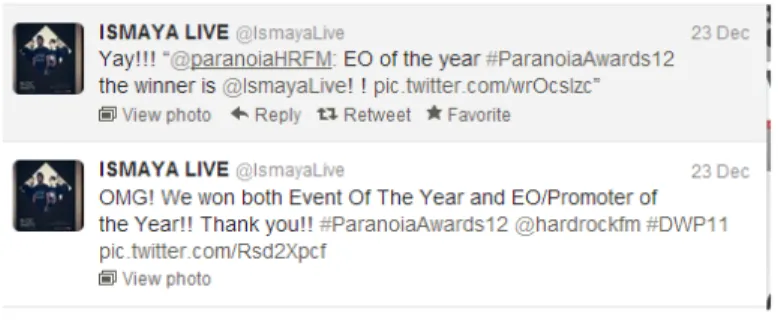 Gambar 10. Ismaya Live menerima penghargaan dari Paranoia Awards 2012 