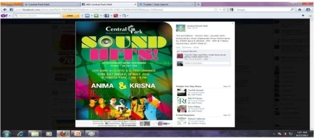 Gambar Direct Marketing yang dilakukan melalui  mal Central Park melalui  Facebook 