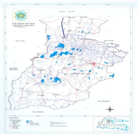 Gambar 3.43. Peta waduk dan Rawa di Kabupaten Lamongan 