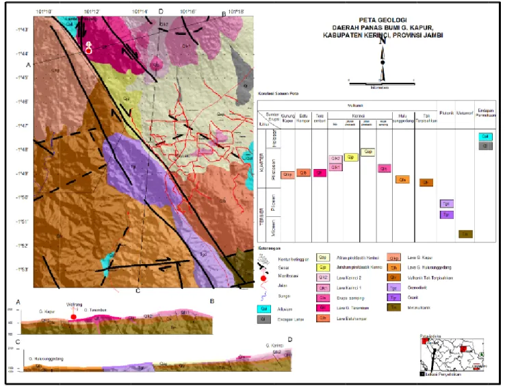 Gambar 2  P Peta Geologi daerrah panas bumi G G. Kapur, Kabupa aten Kerinci, Jam mbi 