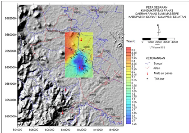 Gambar  6.  Peta sebaran konduktifitas panas tanah dan batuan