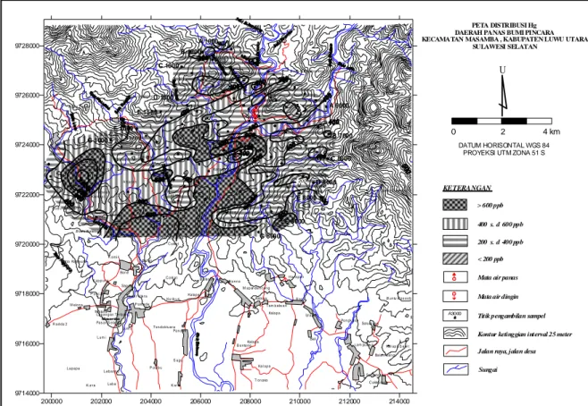 Gambar 3.2-4 Peta distribusi Hg tanah daerah Pincara 
