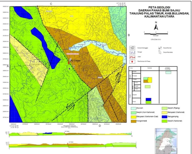 Gambar 2. Peta Geologi Sajau (Nurhadi, dkk, PSDG 2015) 
