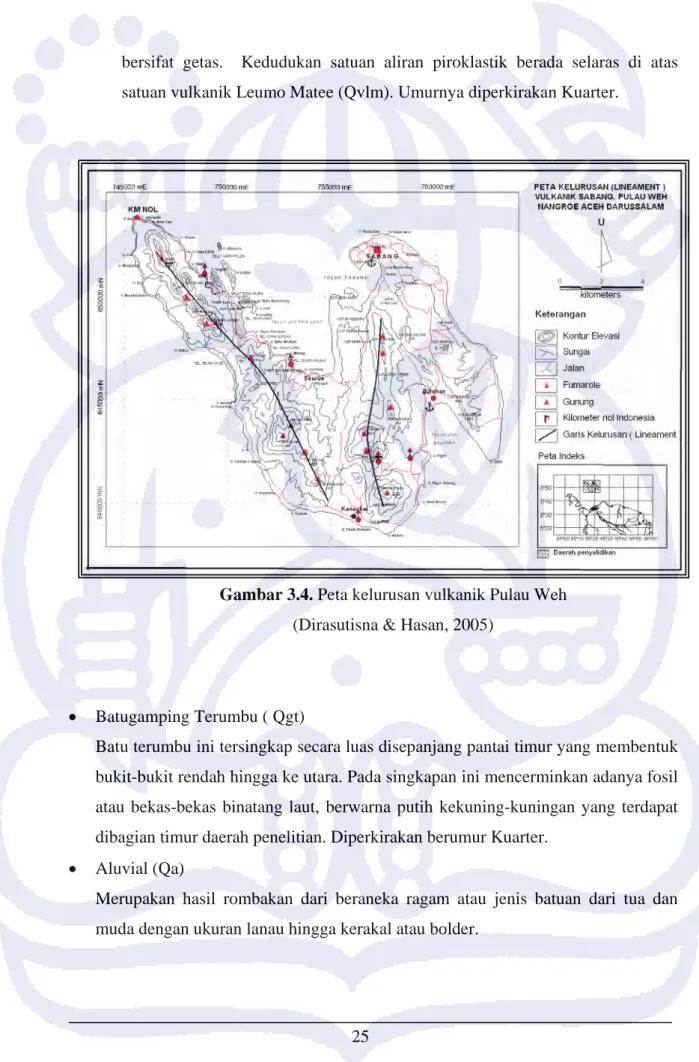 Gambar 3.4. Peta kelurusan vulkanik Pulau Weh   (Dirasutisna &amp; Hasan, 2005) 