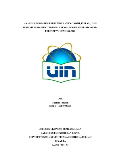 ANALISIS PENGARUH PERTUMBUHAN EKONOMI, INFLASI, DAN JUMLAH PENDUDUK ...