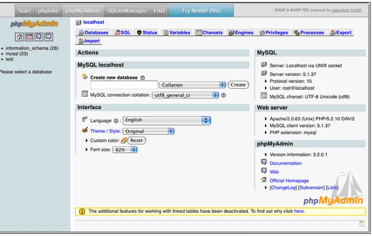 Figure 2.1: PHP MyAdmin administration monitor page 