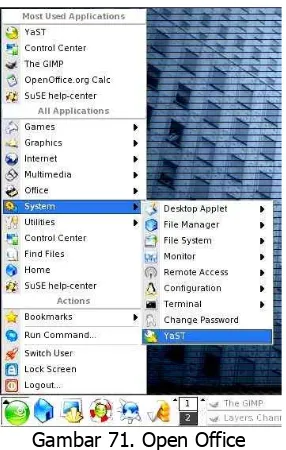 Gambar 72. Icon Software Office Pada Desktop Windows (a) dan Linux (b)  