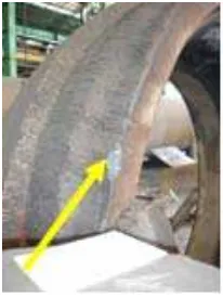 Gambar-1 Posisi pengambilan sampel Roller tyre Gagal (RTG) 