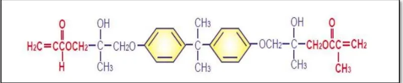 Gambar 1. Struktur kimia resin komposit dimethacrylate matriks resin bis-GMA. 