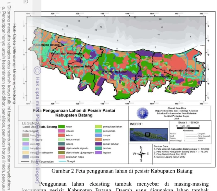 Gambar 2 Peta penggunaan lahan di pesisir Kabupaten Batang     