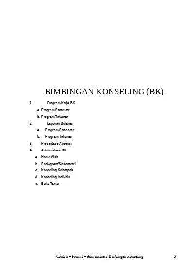 Contoh Format Administrasi BK (Bimbingan Konseling)