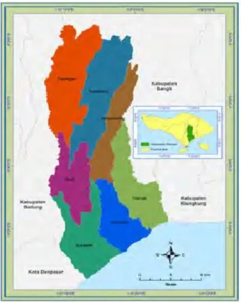 Gambar 4.1. Peta Kabupaten Badung  Sumber: BPS Kabupaten Gianyar, 2013 