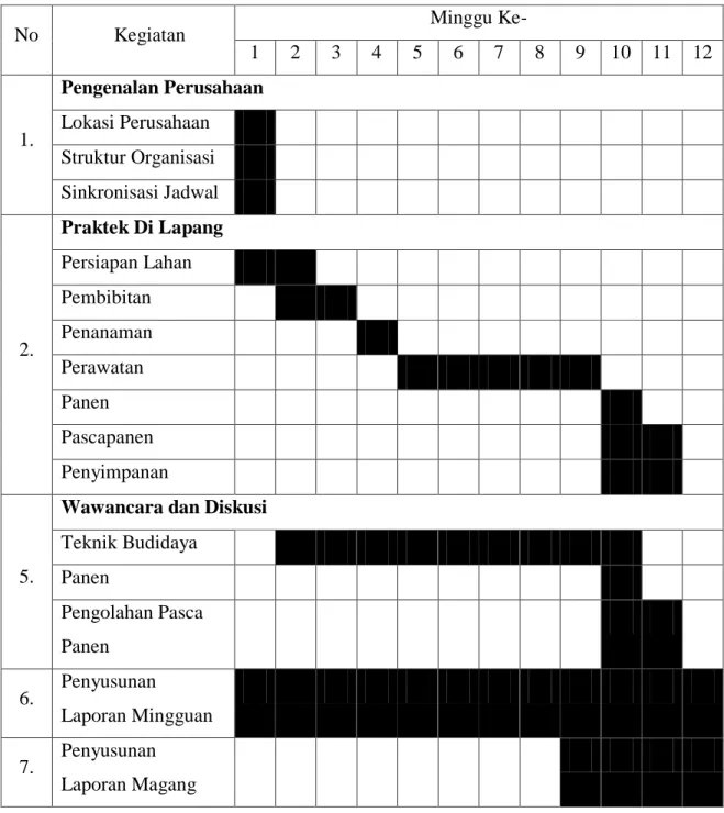 Tabel 1. Jadwal Kegiatan Magang 