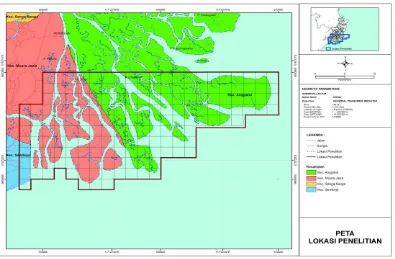 Gambar 10. Grid area penelitian di pesisir selatan Delta Mahakam. 