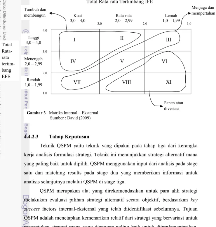 Gambar 3.  Matriks Internal – Eksternal         Sumber : David (2009)I IIIV IIIVVII XIVIVIII