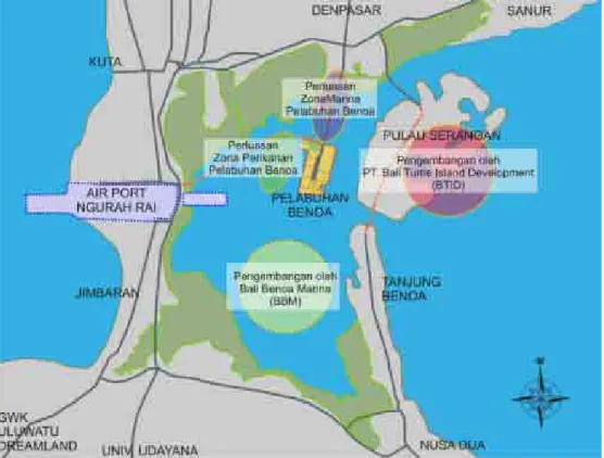 Gambar 3.3. Rencana pengembangan pada kawasan Teluk Benoa  (Sumber hasil analisis, 2007) 