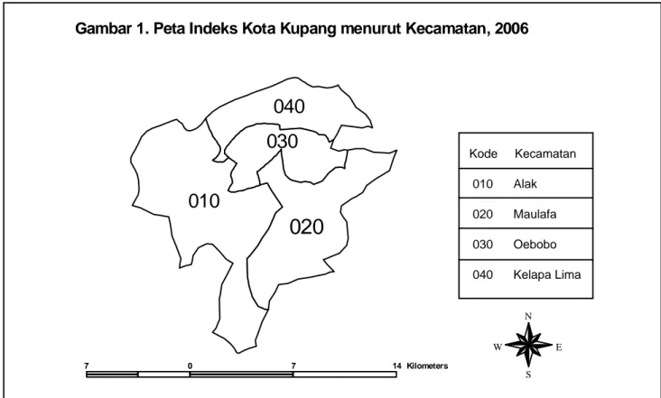 Gambar 1. Peta Indeks Kota Kupang menurut Kecamatan, 2006